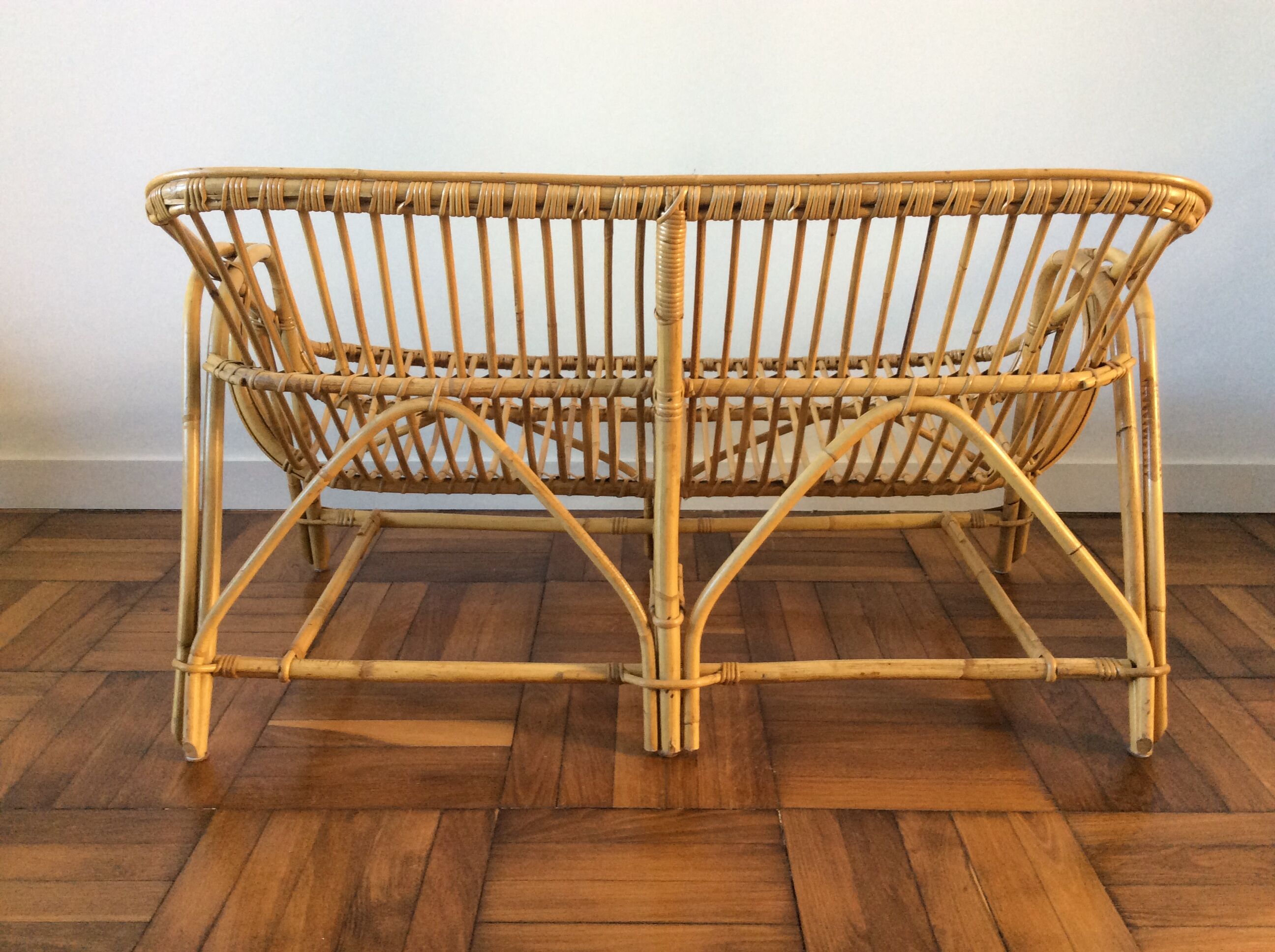 Bench and 2 rattan chairs