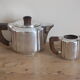 Pourer + milk jar Christofle Art Deco Pleated panels by Luc Lanel
