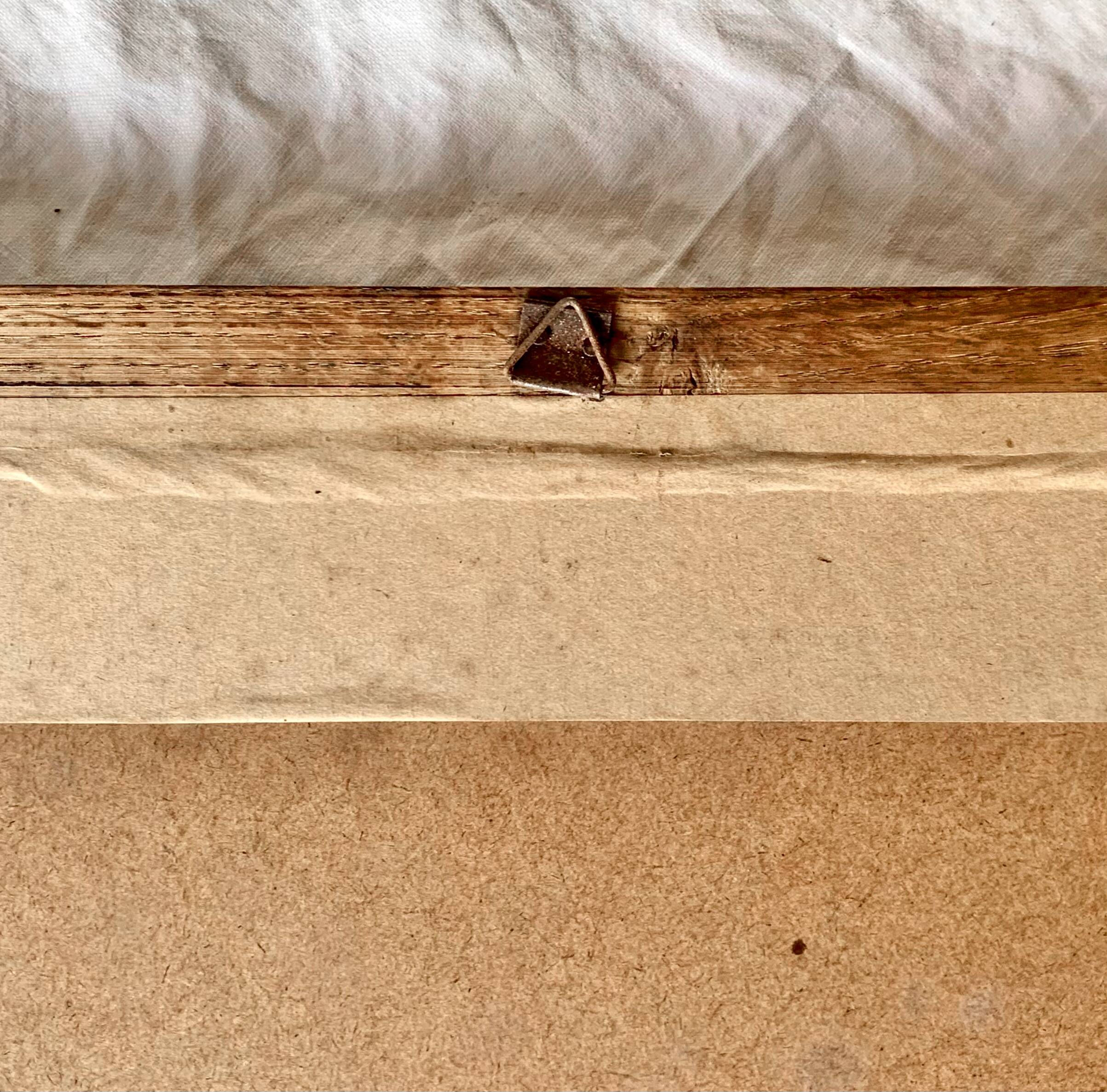 Vintage brutalist mirror with solid wood frame