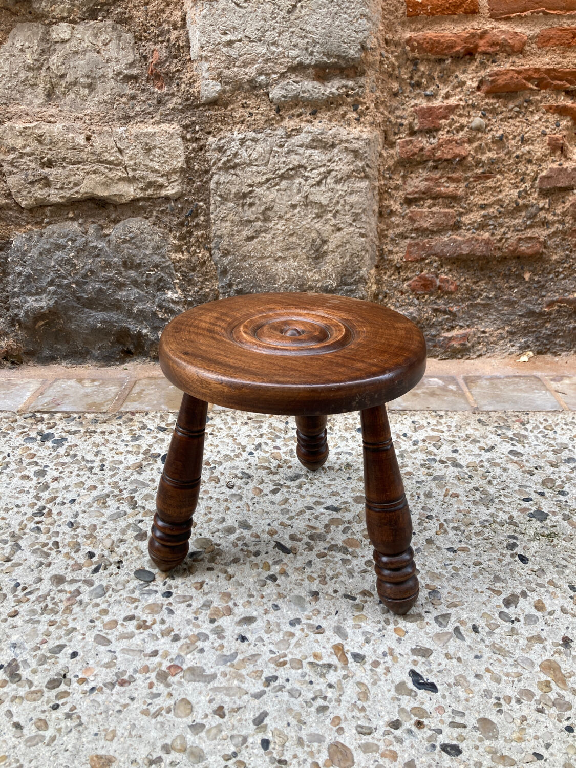 Brutalist wooden stool
