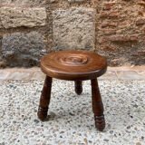 Brutalist wooden stool