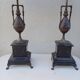 Large pair of 5-light candlesticks in spelter, complete, 19th century