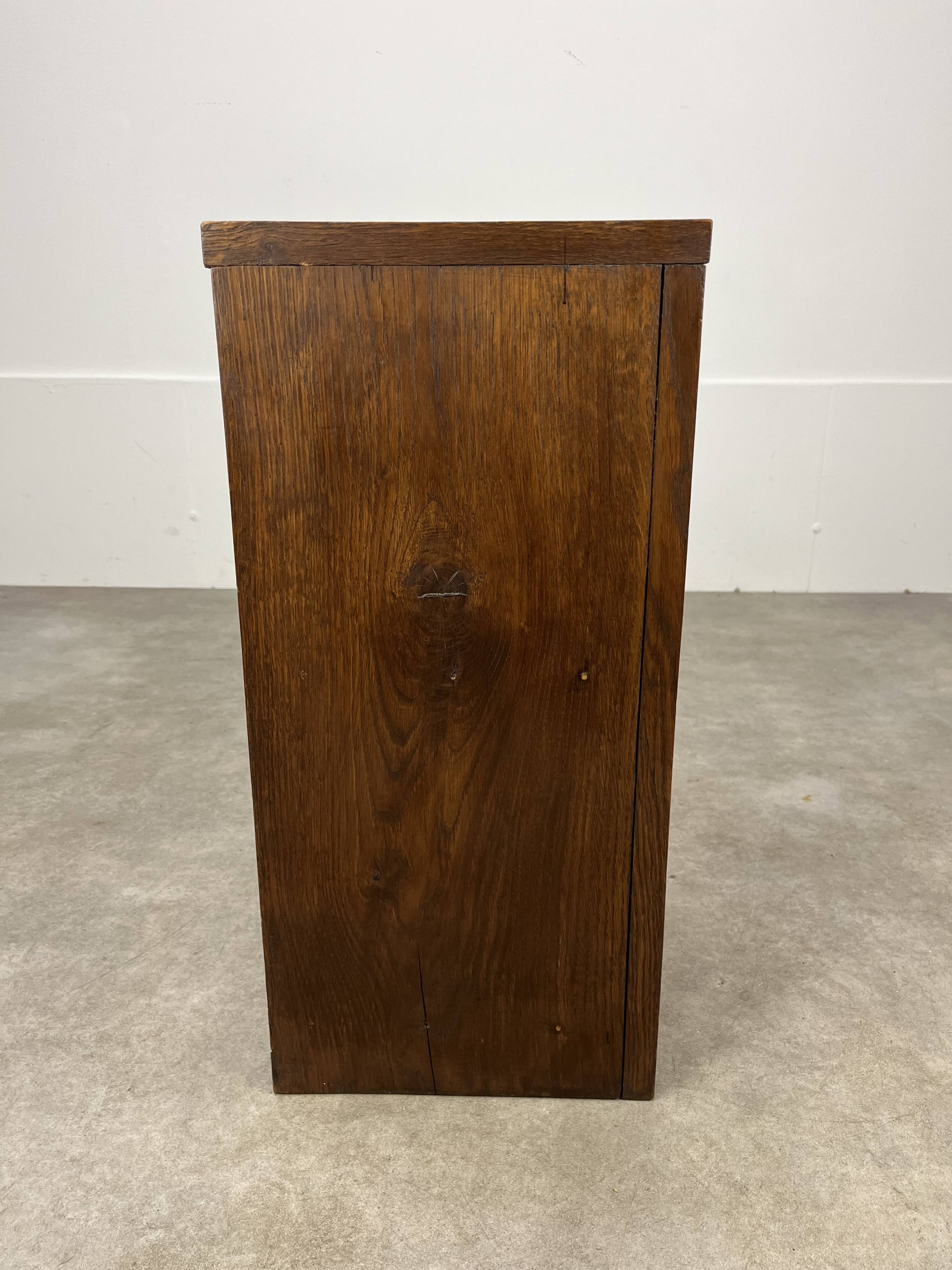 Art Deco corner unit in solid oak, corner cupboard