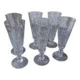 Serie de 6 flutes a champagne cotes plates en cristal de baccarat