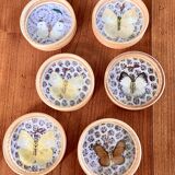 Tray and 6 coasters with naturalized butterflies