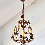 Old gilded metal chandelier circa 1960