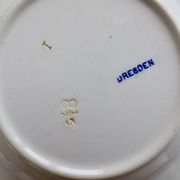 6 antique deep plates, blue and white Dresden porcelain