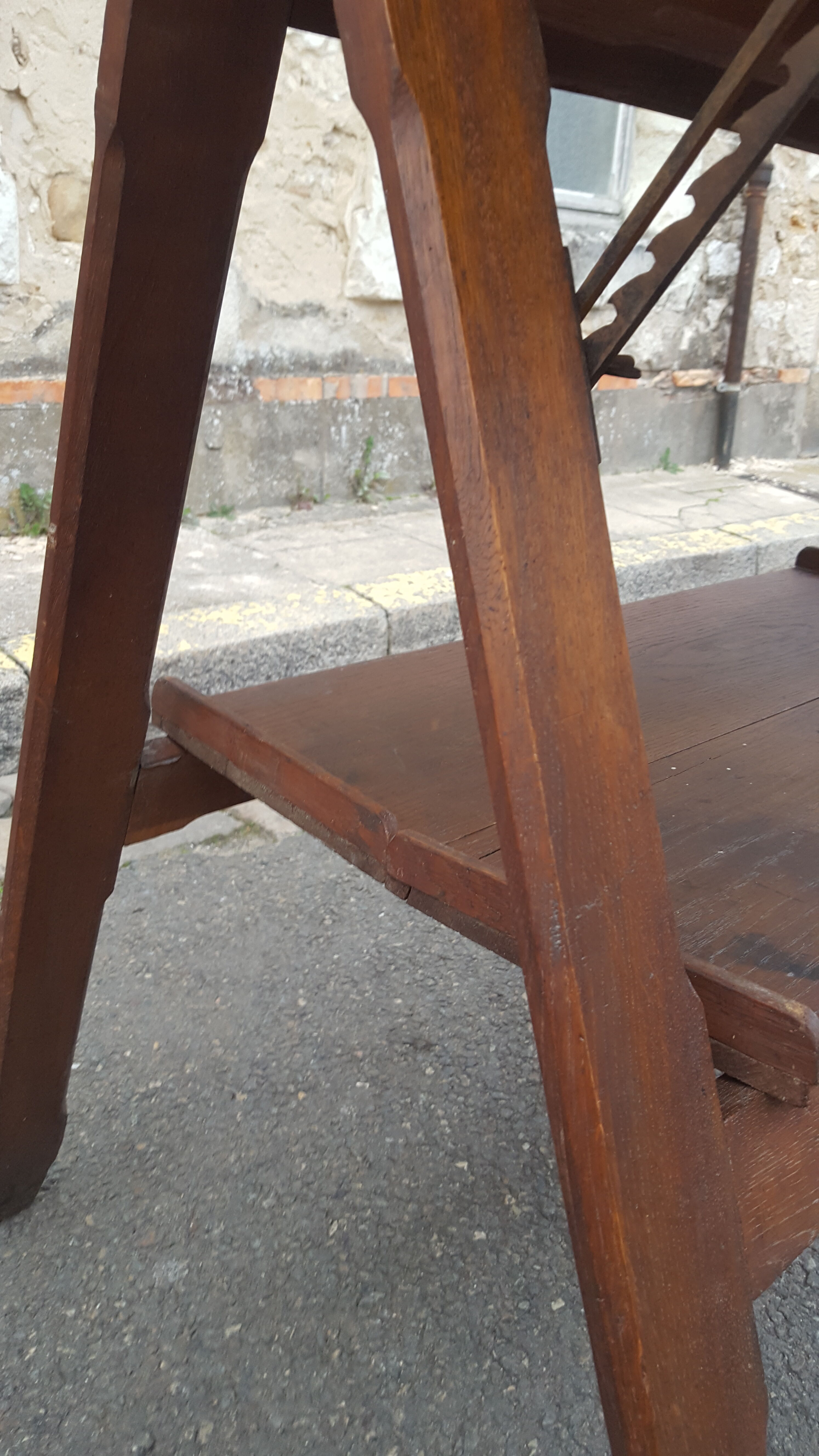 Drawing table wood and vintage metal