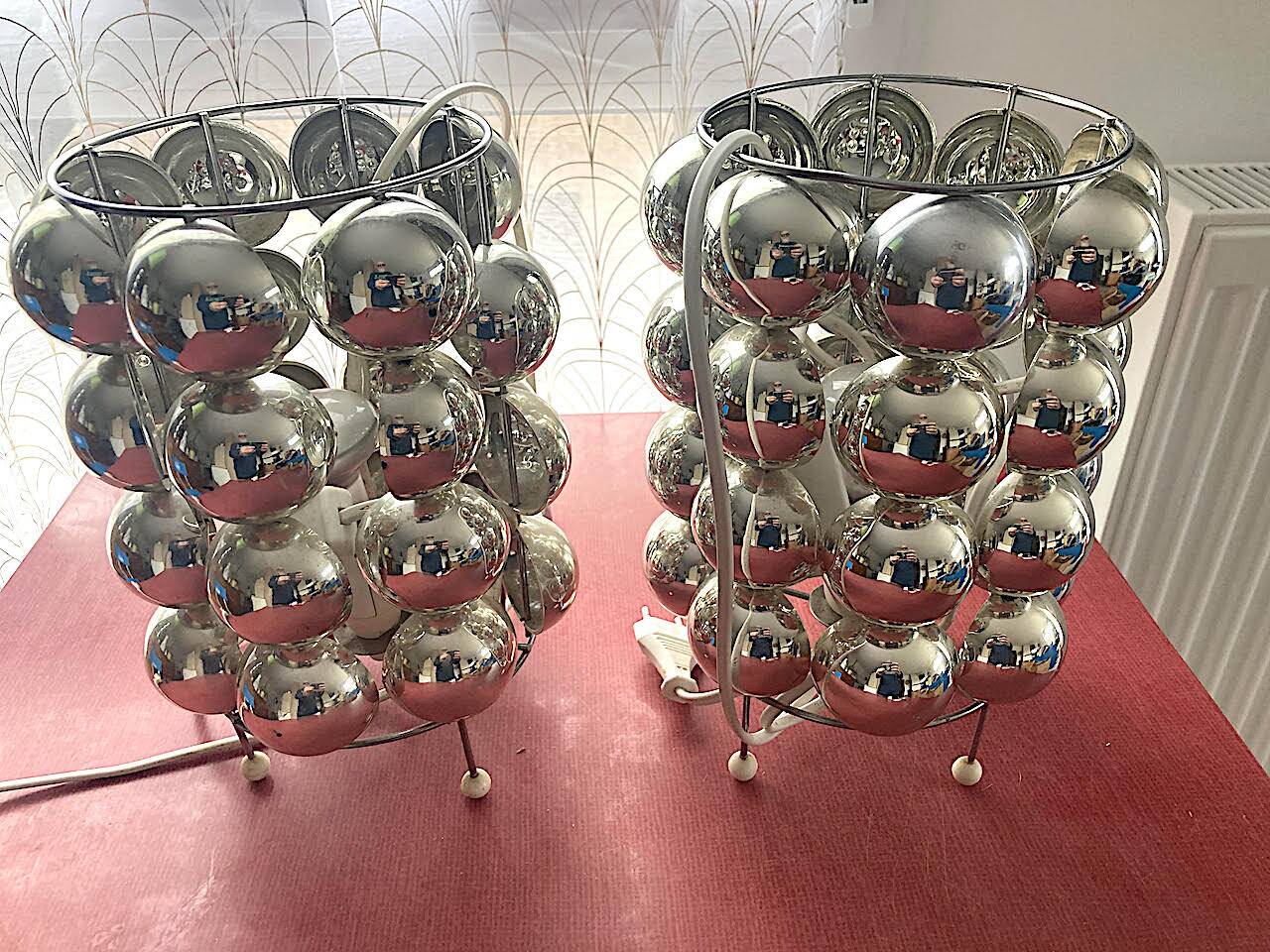 Pair of 70s metal lamps