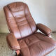 Scandinavian brown leather recliner lounge chair with ottoman, circa 1990