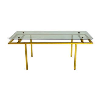 Brass coffee table and smoked glass, France 1960's