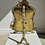 Art Deco style gilded bronze mirror with beveled glass H40cm