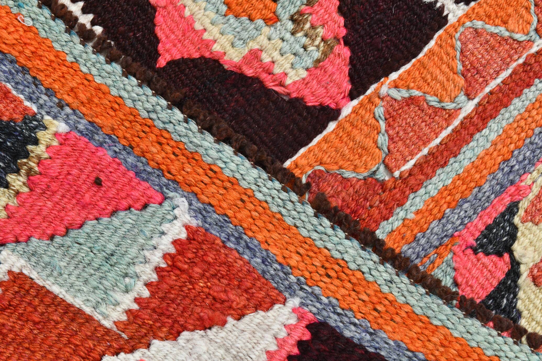 3x11 Burgundy & Orange Vintage Runner Rug, 95x325Cm