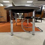 Knoll oval table with black marble and chrome legs by Joe d'Urso, 1983
