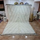 Berber Rug in Ecru Wool with Herringbone Pattern 3x2 Timeless Bohemian Style