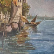Italian Impressionist Oil Painting – Porto di Milano