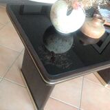 Coffee table with black glass top / 40s-50s