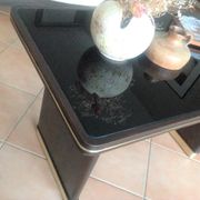 Coffee table with black glass top / 40s-50s