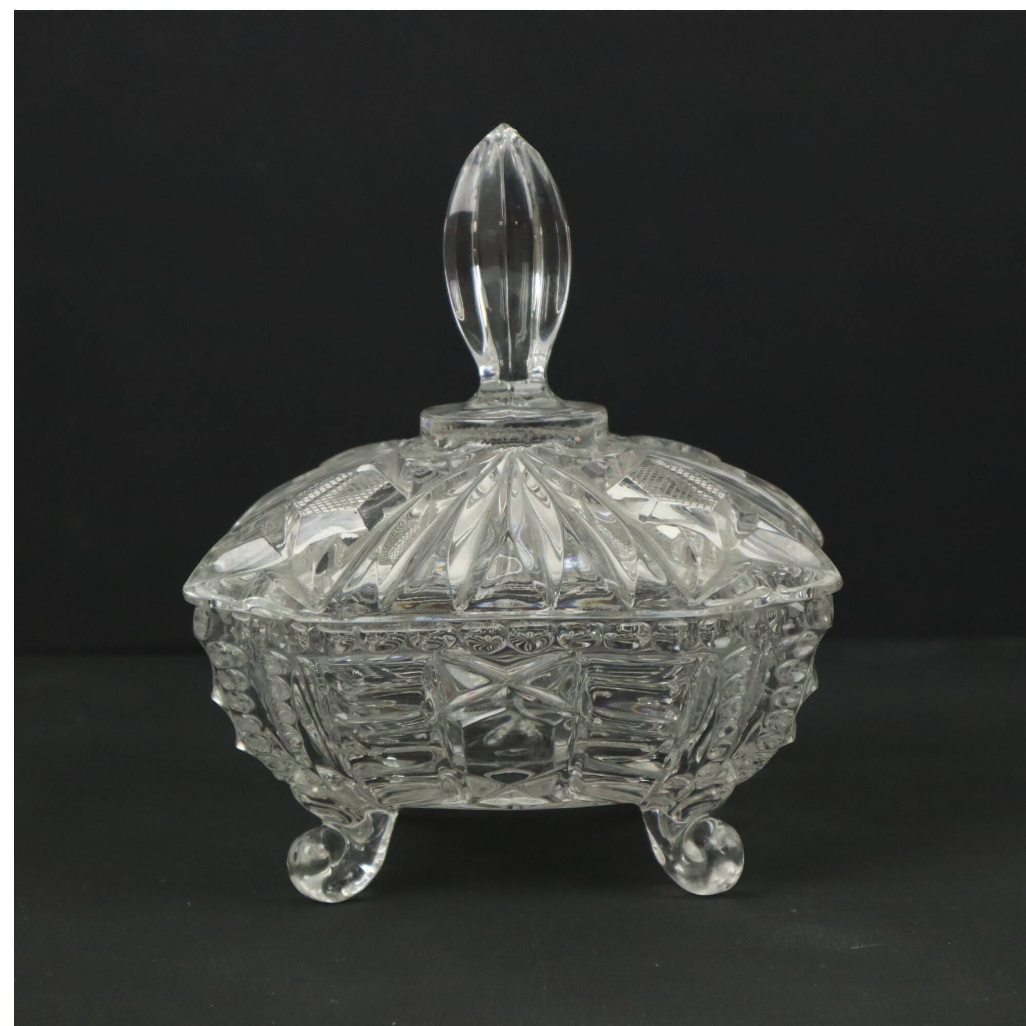 Vintage Crystal Bonbonnière Candy Jar with Lid Sixties