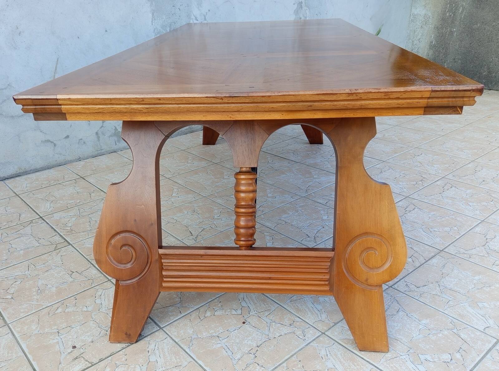 Large vintage table in solid walnut