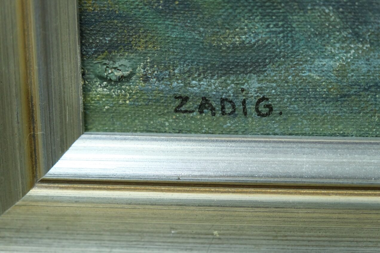 Jacques Zadig, Scandinavian Modern Landscape, Oil on Canvas, Framed