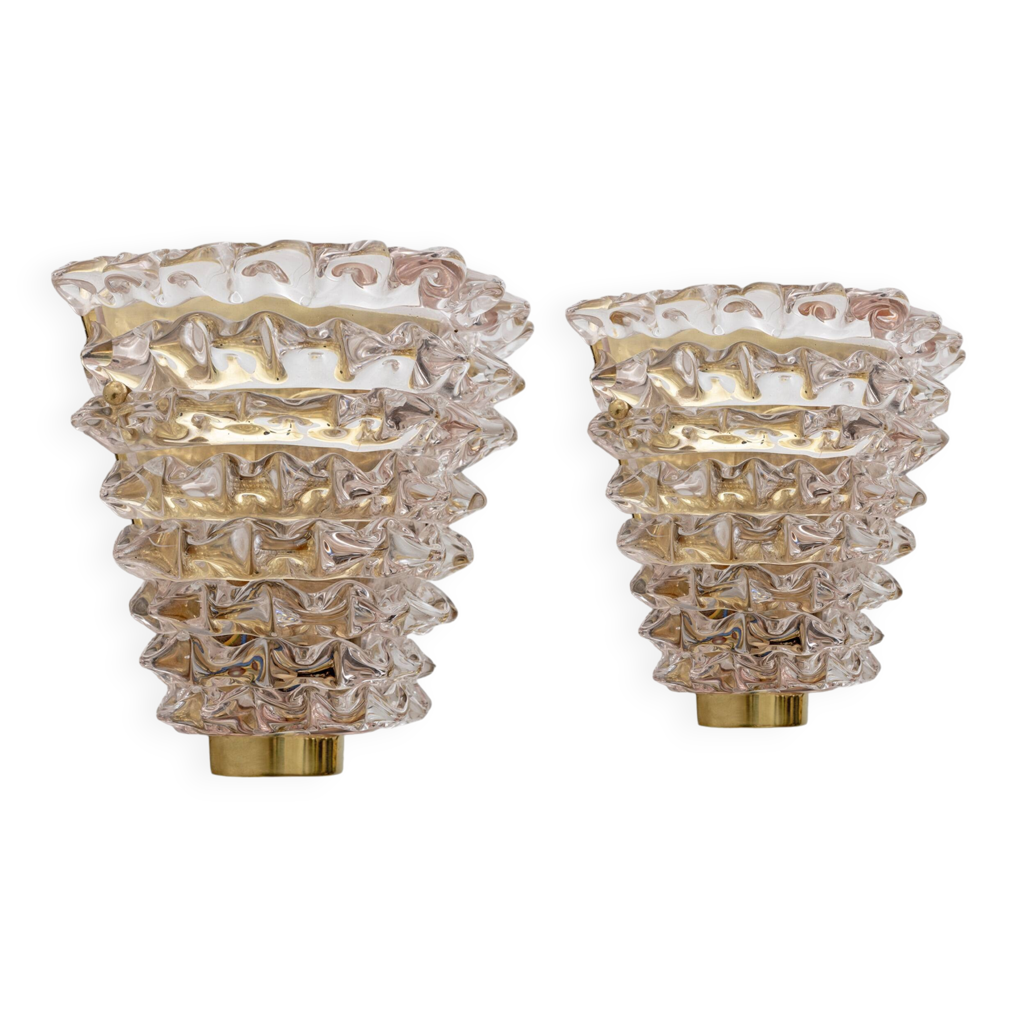 Pair of Mid-century Modern Italian "Rostrato" Murano Glass Sconces