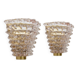 Pair of Mid-century Modern Italian "Rostrato" Murano Glass Sconces