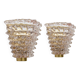 Pair of Mid-century Modern Italian "Rostrato" Murano Glass Sconces