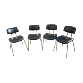 Lot de 4 chaises skai noir 70