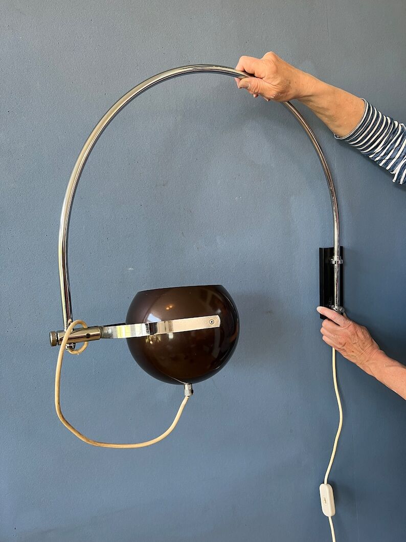 Wall lamp arc lamp Herda eyeball chrome space age