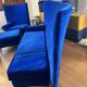 Blue velvet sofa Philippe Starck model Royalton