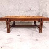 Vintage coffee table in wood and ceramics of Vallauris 60s 70s