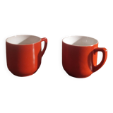 2 small orange cups made in Czechoslovakkia