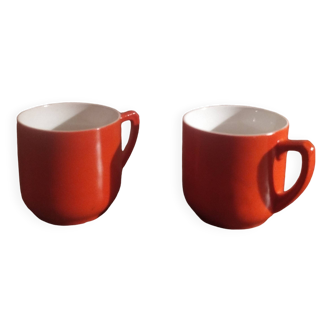 2 small orange cups made in Czechoslovakkia