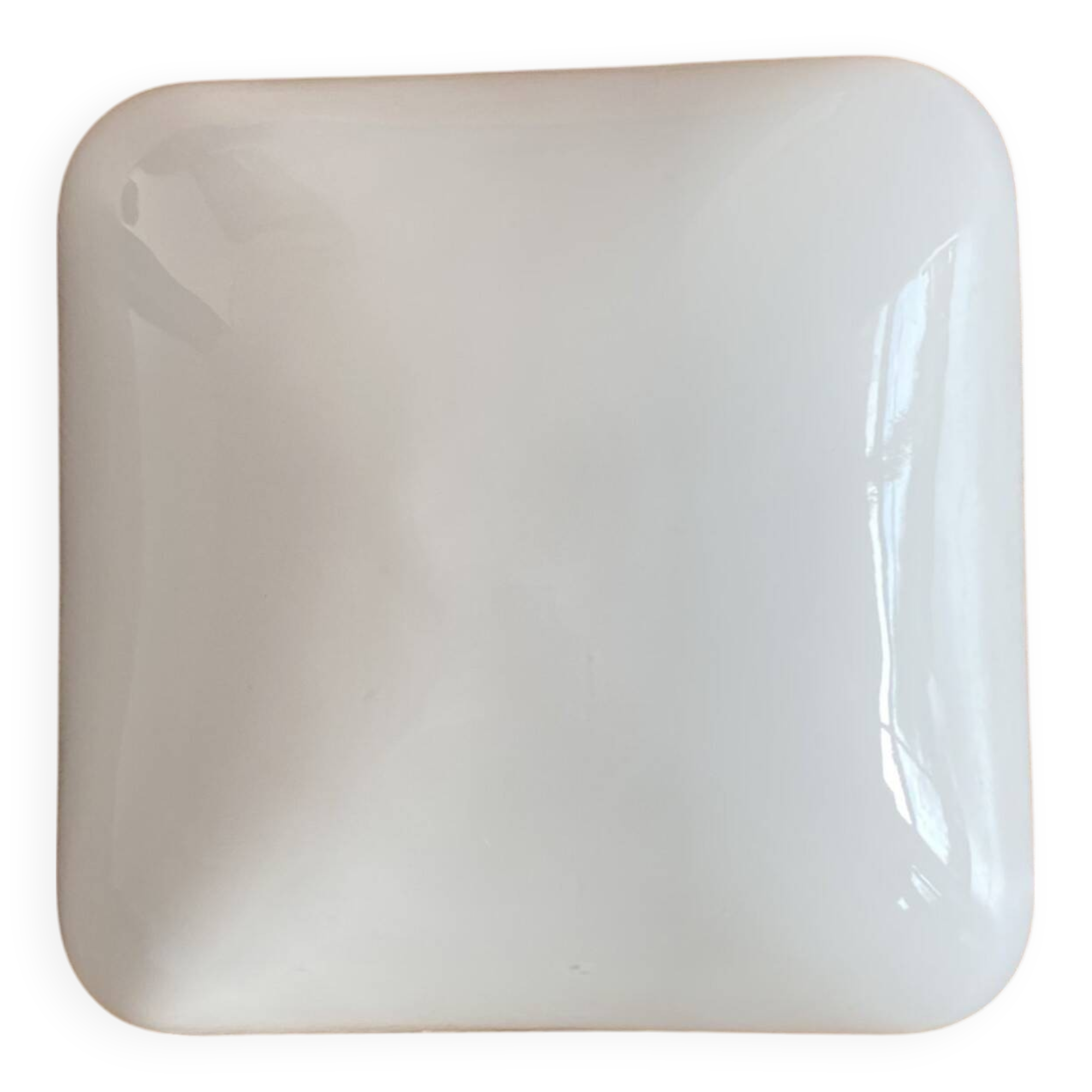 Square wall and ceiling light in white opaline glass, 1960-1970