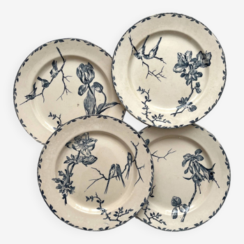 4 “Oxford” iron earthenware dinner plates Choisy le Roi