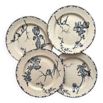 4 “Oxford” iron earthenware dinner plates Choisy le Roi