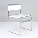 Set of Four Modern Italian White Leather Libellula Chairs by Giovanni Carini 70s