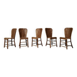 Rare set of 5 chestnut chairs