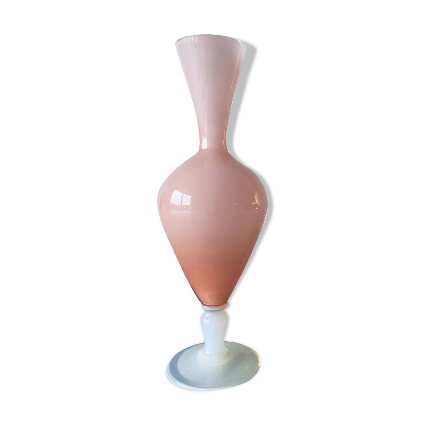 Old vase in pink opaline