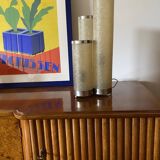 Hollywood regency fiberglass and brass table lamp, Italy 1970s