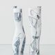Pair of modernist nude figurative vases in porcelain by Sargadelos.