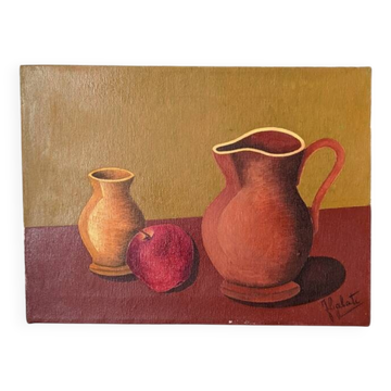Tableau huile sur toile nature morte contemporaine décoration campagne
