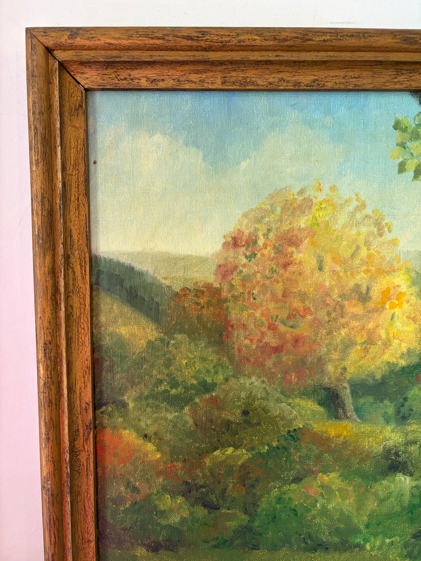 L’arbre des saisons, huile sur toile signé Hildegarde, 1977