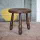 Tabouret vintage, tabouret tripode, tabouret d'appoint, porte-plante bois