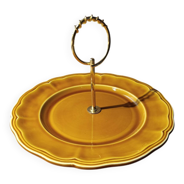 Présentoir à gâteaux en faïence ocre Lunéville modèle Louis XV