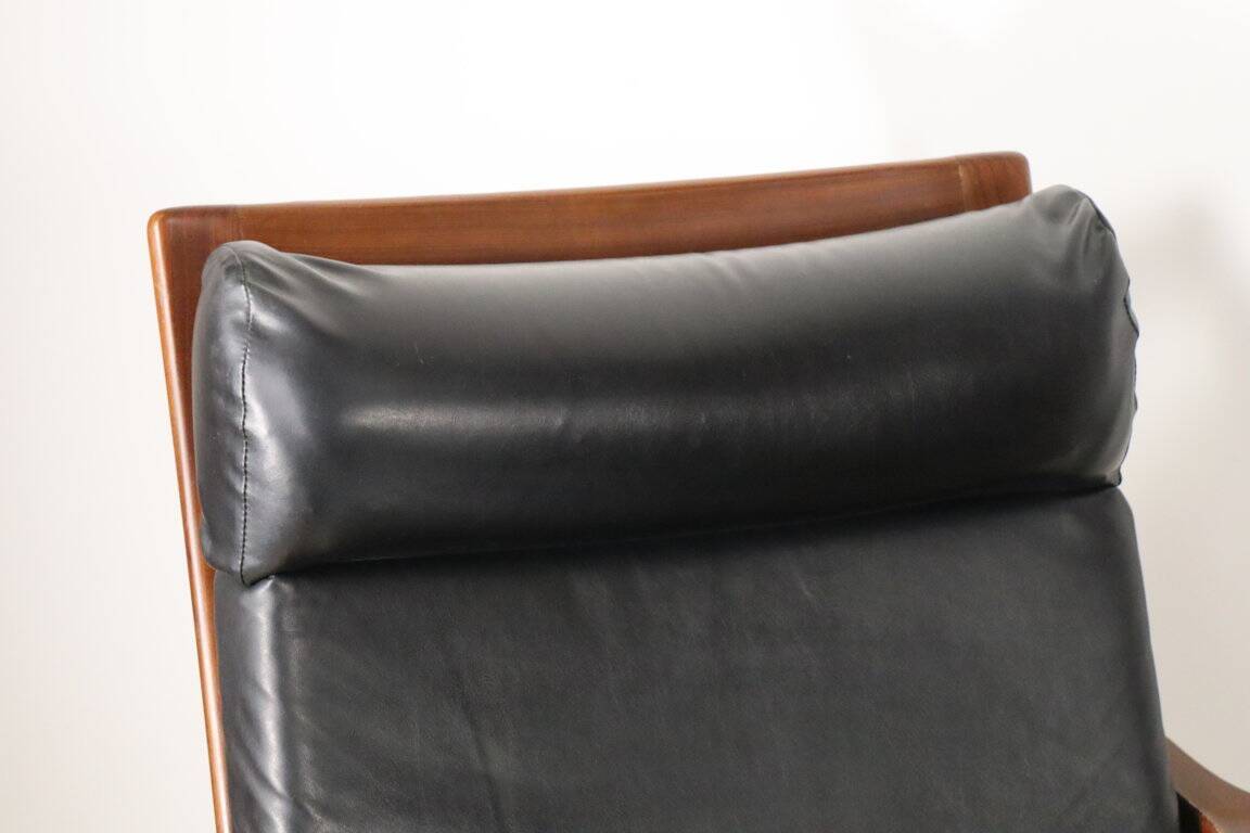 Pair of Scandinavian teak and leatherette armchairs, 1960