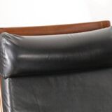 Pair of Scandinavian teak and leatherette armchairs, 1960