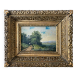 Hsp 19th century barbizon paintings "animated landscape" + frame