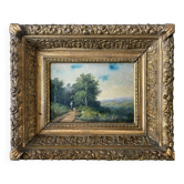 Tableaux hsp xix° barbizon "paysage animé" + cadre